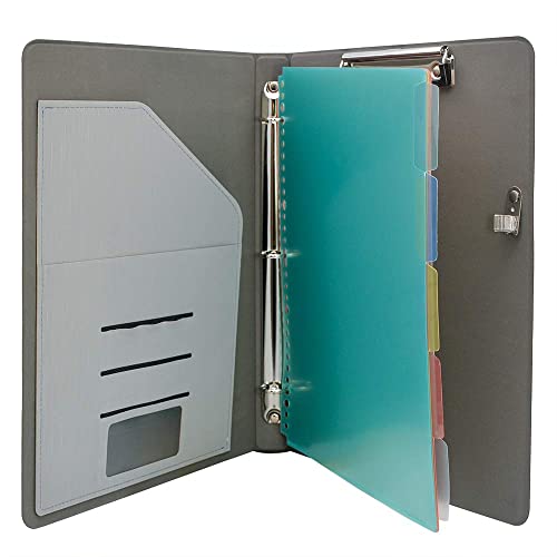 Binder Padfolio Organizer With Color File Folders, Business And Interview Portfolio With 3-Ring Binder (Gray) #TOP2