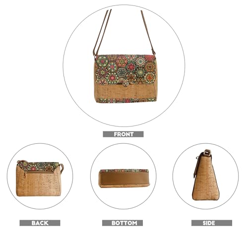 Bolso cruzado de corcho natural con cierre y correa ajustable miniatura 4