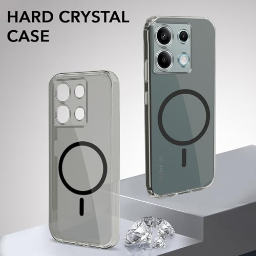 Image of Jkobi Lifetime Anti-Yellow MagSafe Compatible Clear Back Cover Case for Xiaomi Redmi Note 13 5G (Sleek Hard Crystal | Shockproof and Camera Protection)