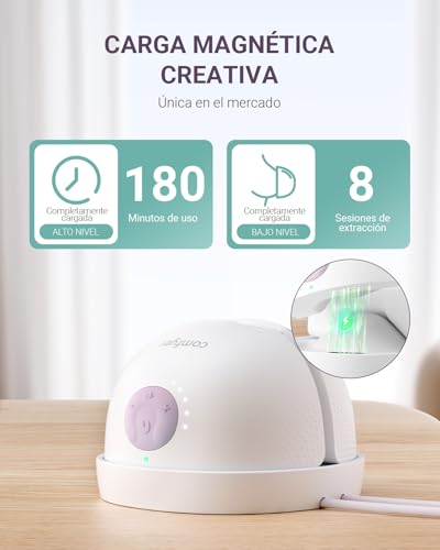 comfyer W2 Sacaleches Eléctrico Manos Libres, Extractor de leche doble para la boca del bebé,Brida de doble sellado con 3 tipos y 9 niveles, compresa térmica, carga magnética, control mediante APP - imagen 5
