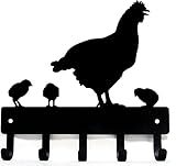The Metal Peddler Hen Chicks Chickens Farm Key Rack - 9 inch Wide - Made in USA