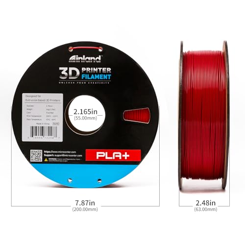 Image of INLAND Micro Center PLA+ 3D Printing Filament 1.75mm - PLA Pro Dimensional Accuracy + /- 0.03 mm - 1kg Cardboard Spool (2.2 lbs) (1 Pack True Red, 1.75mm)