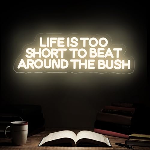 Image of Life is Too Short to Beat Around the Bush Neon Sign Wax Specialist Light | Esthetics Salon Suite Decor, Waxing Studio LED Sign,Clinic Wall Decoration 17.7 inchx5.9 inch Warm White