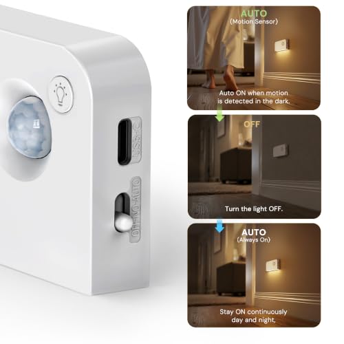 Image of L LOHAS LED Motion Sensor Night Light, Stair Lights Indoor, 1000mAh, 3 Pack