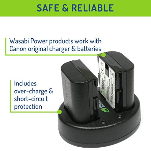 Wasabi Power LP-E6, LP-E6N Battery (4-Pack) & Dual USB Charger for Canon EOS 5D II/III/IV, 5DS, 5DS R, 6D, 6D Mark II, 7D, 7D Mark II, 70D, 80D, 90D, R, R5, R5C, R6, Ra, XC10, XC15, BMPCC 4K, BMPCC 6K - Thumbnail 5