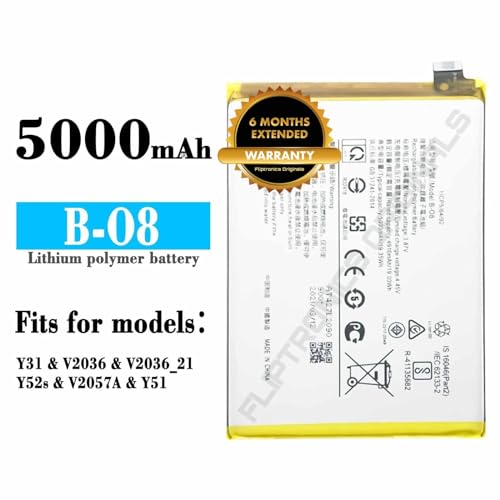Image of B-08 Battery for vivo Y52s /V2057A / Y31 / V2036 / V2021 / Y52S / V20657 /Y15 Battery with 6 Month Warranty **** (I40)