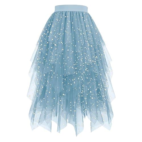 Weißer Tüllrock, Festlich Große Größen Puffy Tütü Rock Tüll Röcke Unregelmäßiger A-Linie Mit Elastische Hohe Taille, Karneval Feen Kostüm,...