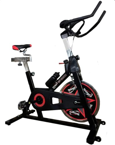 SP5000 Professional Indoor Exercise Spin Bike, Heavy Duty Stationary Cycling Machine, Black and Red, Adjustable Resistance, Home Gym Equipment