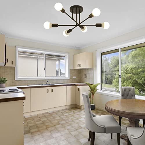 Image of Supvox 6-Light Hanging Lights for Living Room, Modern Metal Chandelier Light Fixture, Pendant Lights for Ceiling, Without E27 Bulb(Corded Electric)