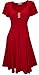 Funfash Women's Plus Size Apple Red V-Neckline Rhinestone Centerpiece, A-Line,Knee Length Wedding Guest Dress, for All Occasion Semi or Formal