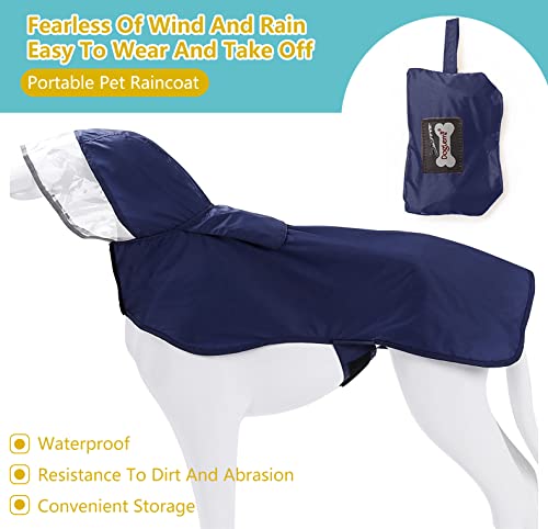 PETCUTE Dog Raincoat Large Pet Waterproof Coat Rain Jacket for Dogs with Hood,Ultra-Light Dog Hooded Raincoat Jacket for Dogs,Adjustable Dog Raincoat Jacket with Reflective Strip,Collar & Harness Hole - Image 3
