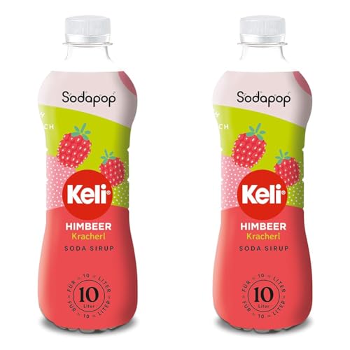 Sodapop Keli Sirup Himbeer, schnell & einfach zubereitet, 1 Flasche ergibt 10 L Fertiggetränk, 500 ml (Packung mit 2)
