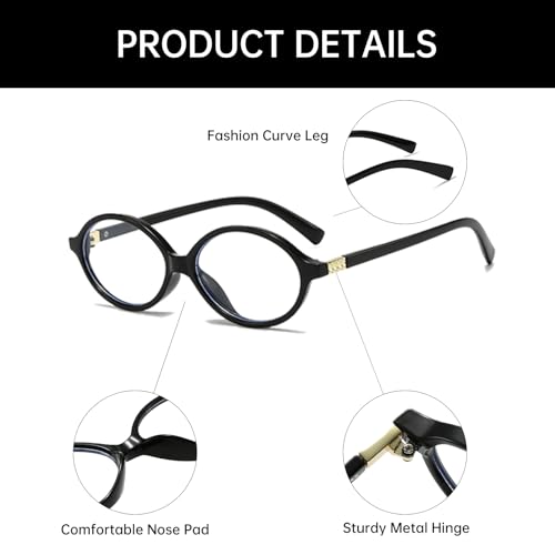 Image of YAMEIZE Small Oval Blue Light Blocking Glasses for Women Men Retro Clear Anti Blue Light Eyeglasses for Computer Gaming