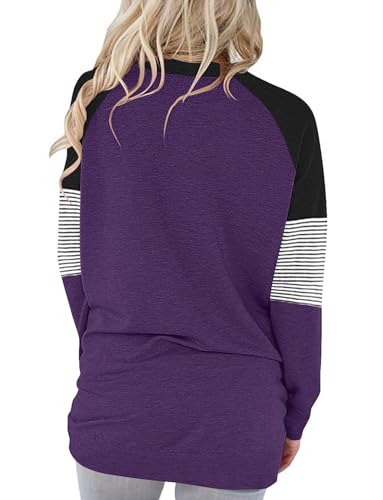 ONLYSHE Womens Crewneck Sweatshirt Casual Loose Fitting Tops Long Sleeve T Shirt