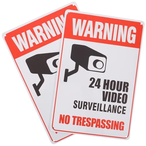 VOSAREA 2 pezzi Cartelli di Avvertimento Video per Divieto di Accesso Casa e Percorso Segnali Riflettenti per Videosorveglianza con Design Chiaro e Colori Vivaci Facili da Leggere e