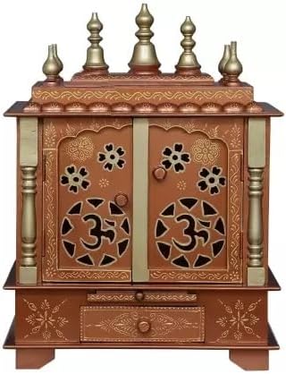 Kamdhenu art and craft Wooden Temple/Home Temple/Pooja Mandir/Pooja Mandap/Temple for Home (OM COPER)