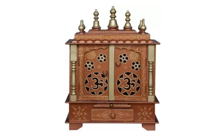 Kamdhenu art and craft Wooden Temple/Home Temple/Pooja Mandir/Pooja Mandap/Temple for Home (OM COPER)