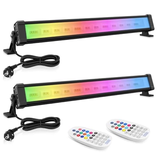 MEIHUA Projecteur RGB Exterieur 42W, 2PCS Barre LED RGB avec Télécommande, Étanche IP66, Bricolage 10 Couleur 12 Mode 6 Luminosité 6 Rythme, Projecteur LED Couleur Décorative pour Noël Bar Halloween