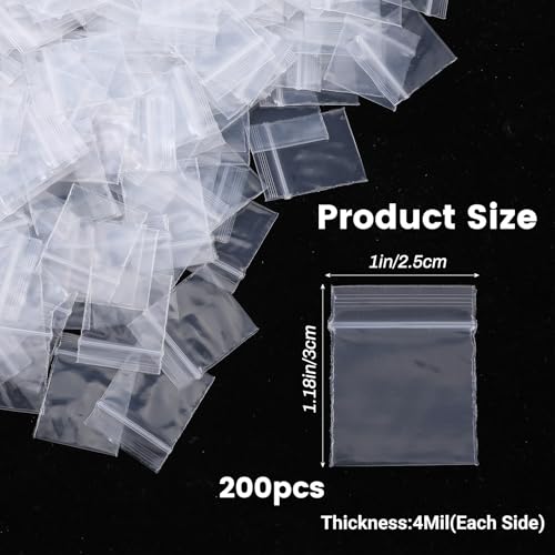 200 Stück Mini Druckverschlussbeutel Zip Beutel 3x2.5cm Kleine Plastiktüten Kleine Polybeutel Verschlussbeutel Transparente Wiederverwendbarer Mini Druckverschlussbeutel für Ringe Ohrringe Charm
