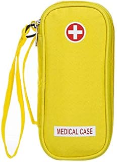EpiPen Carrying Medical Case - Yellow Insulated Portable Bag with Zipper - for 2 EpiPen's, Auvi-Q, Asthma Inhaler, Small Ice Pack, Eye Drops, Allergy Medicine Essentials (Yellow)