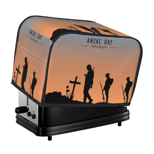 Anzac Day - Copertura per tostapane a 2 fette, con tasche per piccoli elettrodomestici da cucina, protezione per impronte digitali, lavabile in lavatrice