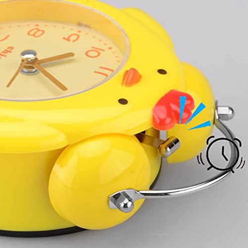 Image of Shopaholic Chick Vintage Twin Bell Alarm Clocks for Kids Gift, Silent Sweep Bedroom Desk Round Cartoon Clock, Home Decoration (Chicken Alarm Clock Yellow)