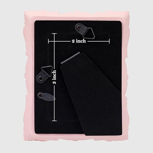 Image of eletecpro 2x3 Cute Picture Frame with Real Glass Cover, Ornate Antique Photo Frame, Display 2x3 Picture for Tabletop or Wall Hanging Horizontal & Vertical, Pink Home Decor for Bedroom, Livingroom