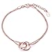 Produktbild Unendlich U Damen Armband 925 Sterling Silber Zirkonia Ineinander Verschlungene Ringe Doppelringe Armkette Verstellbar Charm Armkettchen Armreif, Rosegold