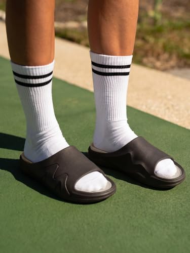 Image of The Souled Store Slides 2.0: Men and Boys Slip On Sliders Streetwear High Density EVA Cushioned EVA Sole Durable Outsole Slip On Construction Lightweight and Arch Support