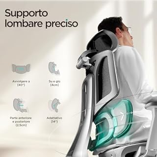 Hbada E3 Air Sedia Ufficio e Scrivania Ergonomica, con Supporto Lombare Dinamico a 3 Zone, Testiera Regolabile 3D, Braccioli Regolabili 3D, Grigio senza Poggiapiedi
