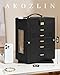 AKOZLIN Jewelry Box 6-Tier Organizer Functional 360° Rotating Jewelry Storage Case for Women Girls Ring Necklace Earring Bracelet Holder with Mirror