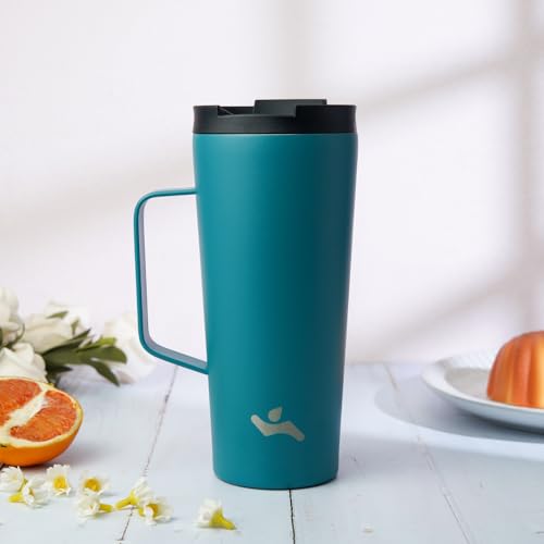 Image of Konokyo 18 oz Insulated Tumbler with Handle & Straw, Stainless Steel Mug