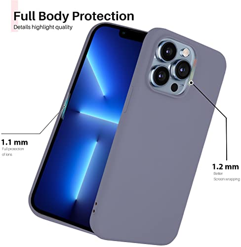 Image of DIZORO Microfiber Candy Case Compatible for iPhone 13 Pro Max Shockproof Slim Back Cover Liquid Silicone Case - Lavender Grey