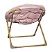 Flash Furniture Gwen Kids Cozy Mini Folding Saucer Chair - Blush Faux Fur Moon Chair - Soft Gold Metal Frame - 23