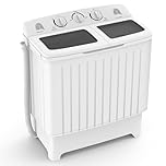 HOMFME Twin Tub Washing Machine, 8KG Portable Washer and Spin Dryer Combo with Timing Function & Drain Hose, Compact Laundry Wash Machine Mini Washers for Home Dorms Apartment RVs (Grey)