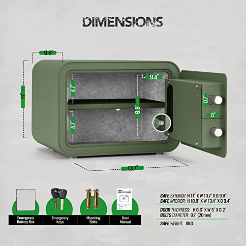Islandsafe Safe Box With Inner Light Caja Fuerte Small Deluxe Digital Electronic Personal Safes Box Security Money Box For Home Office Hotel Dorm (0.9Cuft Green) #TOP6