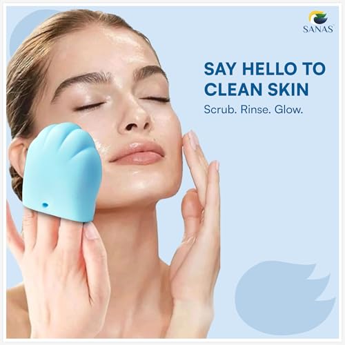 Image of Sanas Face Scrubber (2Pcs) Silicone Face Scrubber For Men & Women Soft Facial Cleansing Brush For Deep Pore Cleaning Reusable FaceScrubber For Women Face Cleanser Massage Scrubber (Pink,Blue) (2Pcs)
