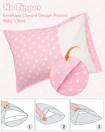 Image of ALVABABY Toddler Pillowcases 2 Pack Organic Cotton Fit 13 inchx 18 inch or 12 inchx16 inch Kids Pillow Cover Envelope for Girl Boy Travel(Pillowcase Only)