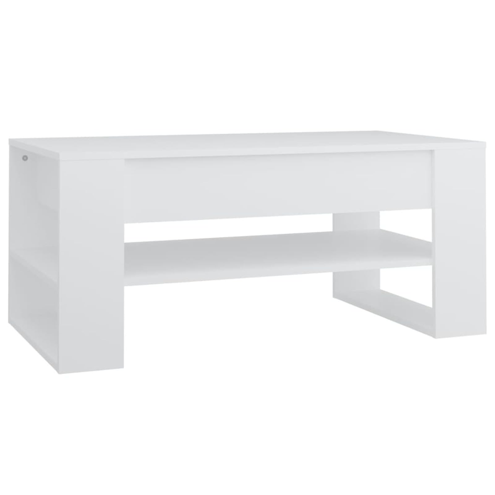 Homgoday Tavolino da caffè bianco 102 x 55 x 45 cm, in legno ingegnerizzato, tavolino da tè per soggiorno, sala d'accoglienza degli ospiti, camera da letto e mobili da ufficio