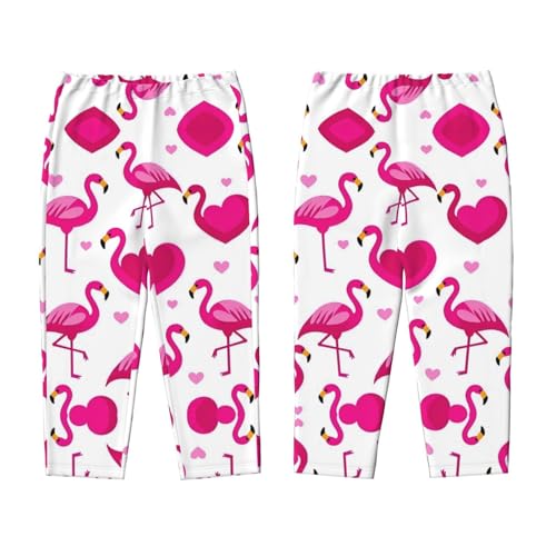 Pajama Pants Pajama Bottoms with Elastic Waistband Sleepwear Lounge Pants, Flamingo Love Heart3