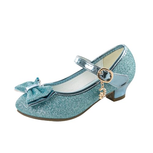 Bestgift Zapatos de tacón alto para niñas con cristales de princesa, Blue, 20 EU