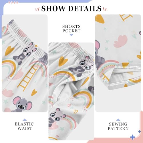 Koala Panda Love Heart Boys Long Pants Soft Trousers Elastic Waist Kids Lounge Bottoms with Pockets S-XL4