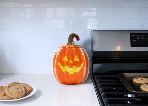 Dolomite-Ceramic-105-x-79-Halloween-Cookie-Candy-Jar-with-Airtight-Lid-Perfect-for-Kitchen-Canisters-Pet-Treat-Containers-Fall-Decorative-Candy-Dish-Pumpkin-Jack-O-Lantern Dolomite Ceramic 105 x 79 Halloween Cookie Candy Jar with Airtight Lid Perfect for Kitchen Canisters Pet Treat Containers Fall Decorative Candy Dish Pumpkin Jack O Lantern