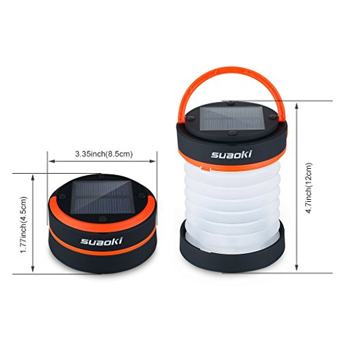 SUAOKI Led Camping Lanterns for Lighting (Powered by Solar Panel and USB Charging) Collapsible Flashlight for Outdoor Hiking Tent Garden (Emergency Charger for Phone, Water-Resistant)