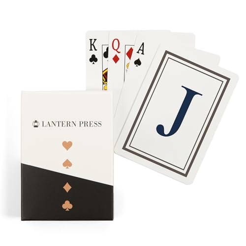 Lantern Press Monogram, Estate, Gray and Blue, 52 cartas de póker