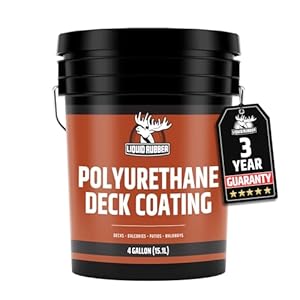 Liquid Rubber Polyurethane Deck Coating – 10X Stronger Than Traditional Deck Paint & Deck Stain – Flexible, Waterproof Sealant for Wood, Concrete & Plywood – Textured Finish – Saddle Brown – 4 Gallon