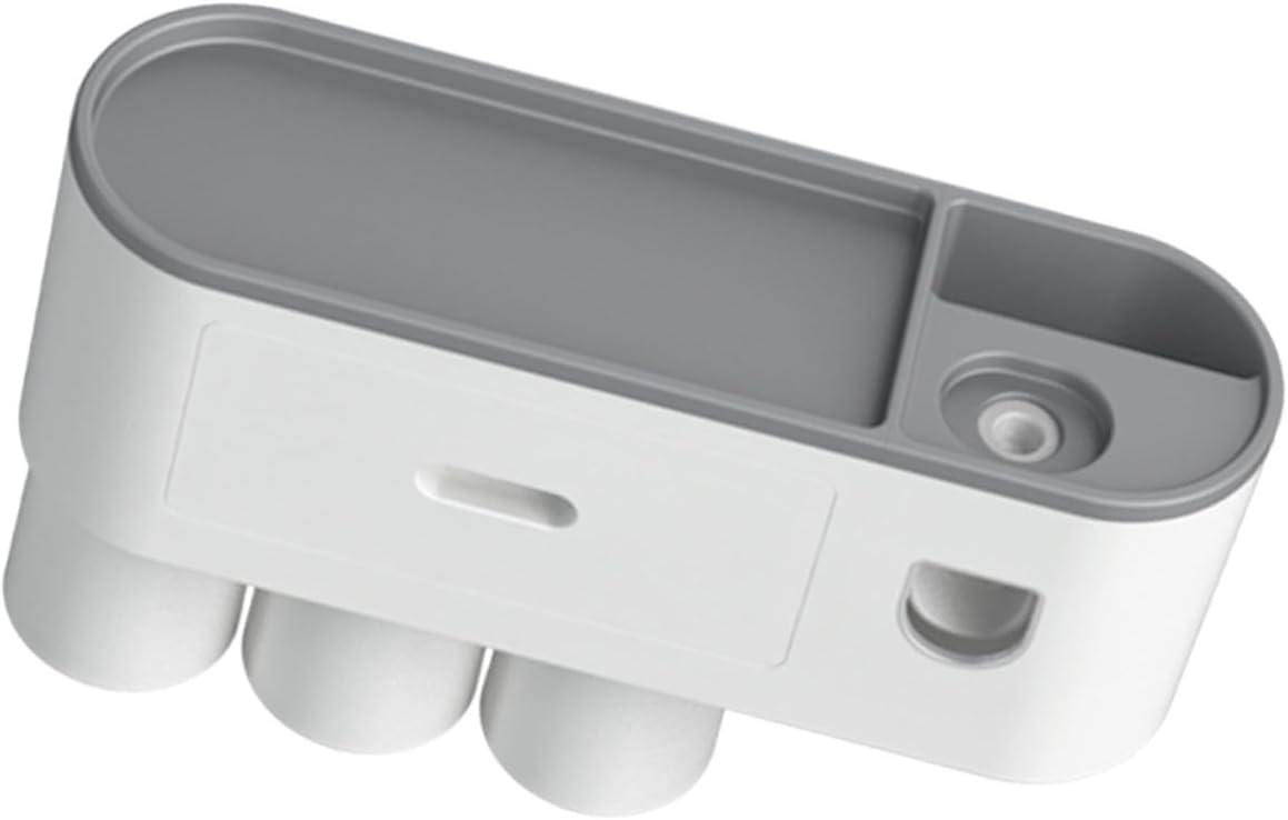 Wall Mounted Toothbrush Organizer with Toothpaste Dispenser Bathroom Gargle Rack in Versatile Gray Dustproof and Easy Clean Storage for Toothbrushes and Items