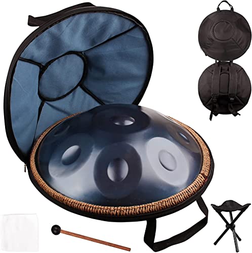 Hand-pan Drum 440HZ en Re menor 10 notas 22 pulgadas Steel Tongue Drum percusión armónica para sanación sonora, meditación personal, yoga (Color: Azul) miniatura 7