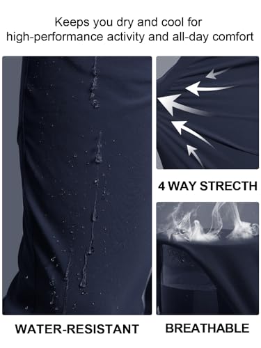 Image of Men's Lightweight Hiking Pants Elastic Waist Water Resistant Quick-Dry Sweatpants for Running Traveling Outdoor Work