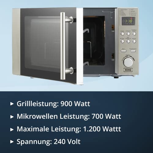 20 Liter Mikrowelle KHG Mikrowelle MW-20W – 20 Liter, 5 Stufen, 1270 Watt, Inkl. Grillrost & Drehteller, Weiß/schwarz Weiße Mikrowelle 1270W